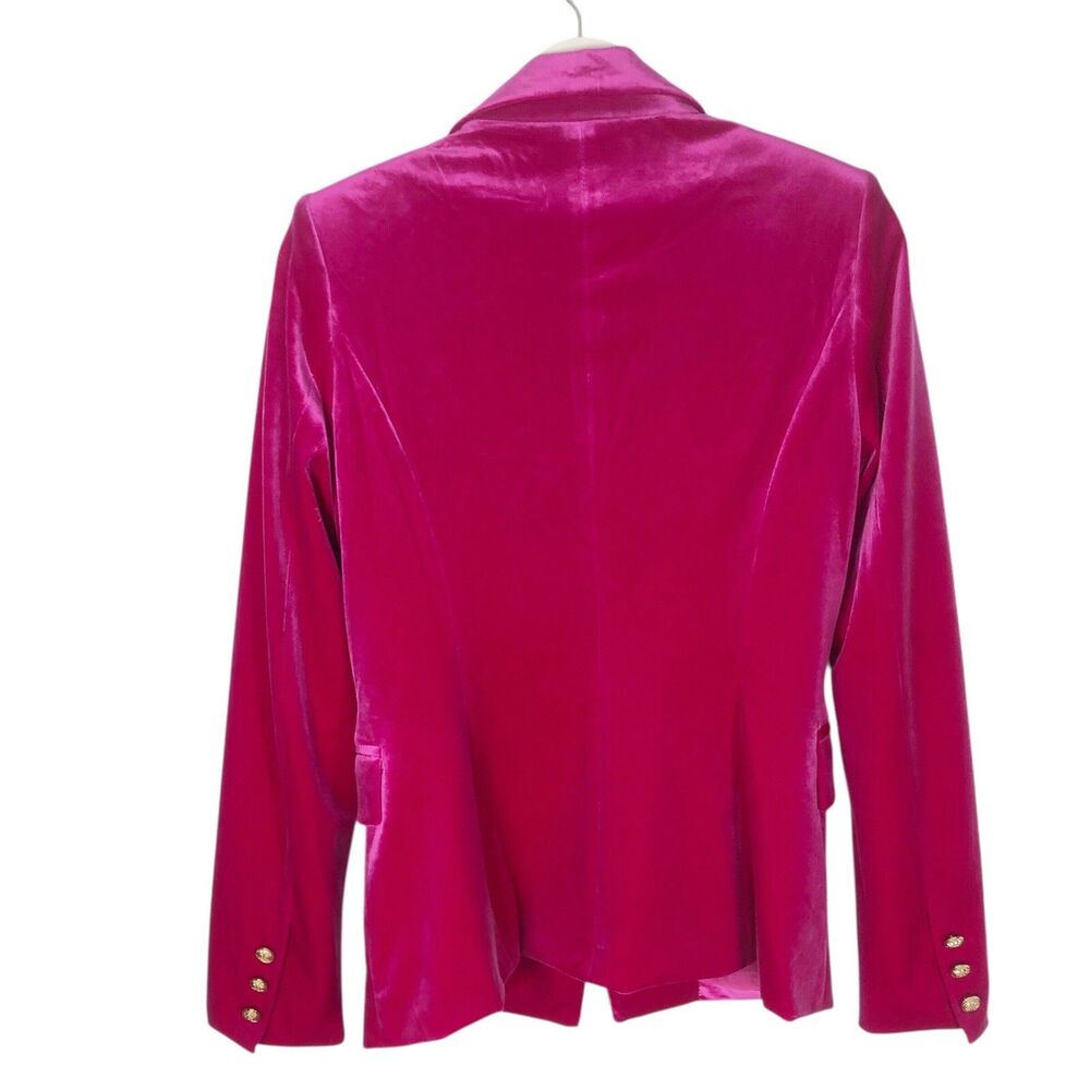 CHOKLATE Paris Pink Velvet Blazer Gold Buttons 36 Small Double Breasted - Picture 8 of 12